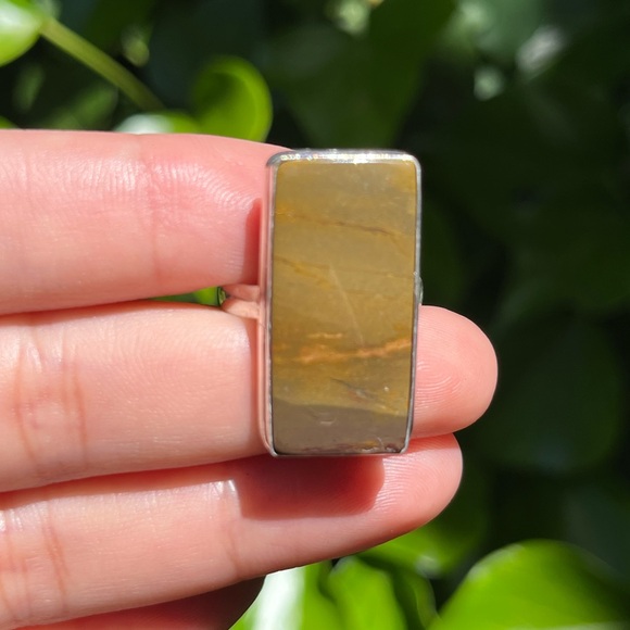 Size 9 925 silver plated‎ mookaite rectangular ring - Picture 1 of 8
